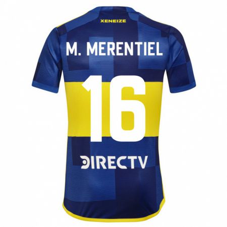 Kandiny Homme Maillot Miguel Merentiel #16 Bleu Jaune Tenues Domicile 2024/25 T-Shirt