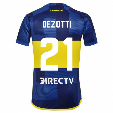 Kandiny Homme Maillot Martina Dezotti #21 Bleu Jaune Tenues Domicile 2024/25 T-Shirt