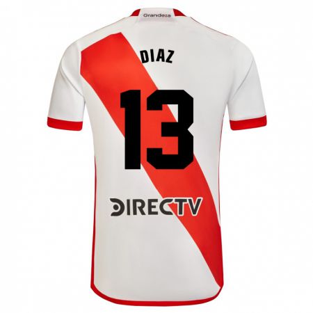 Kandiny Homme Maillot Enzo Díaz #13 Blanc Rouge Tenues Domicile 2024/25 T-Shirt