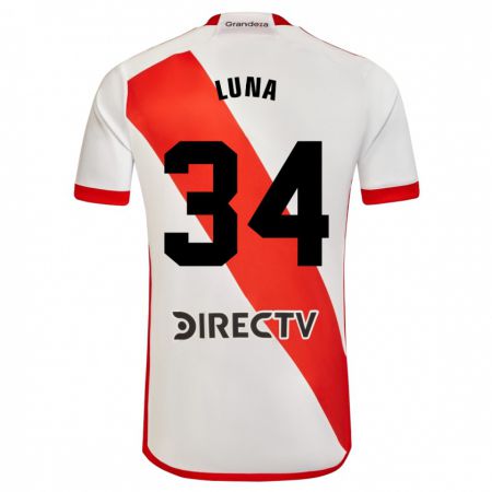 Kandiny Homme Maillot Jonás Luna #34 Blanc Rouge Tenues Domicile 2024/25 T-Shirt