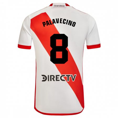 Kandiny Homme Maillot Agustín Palavecino #8 Blanc Rouge Tenues Domicile 2024/25 T-Shirt