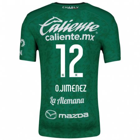 Kandiny Homme Maillot Óscar Jiménez #12 Vert Blanc Tenues Domicile 2024/25 T-Shirt