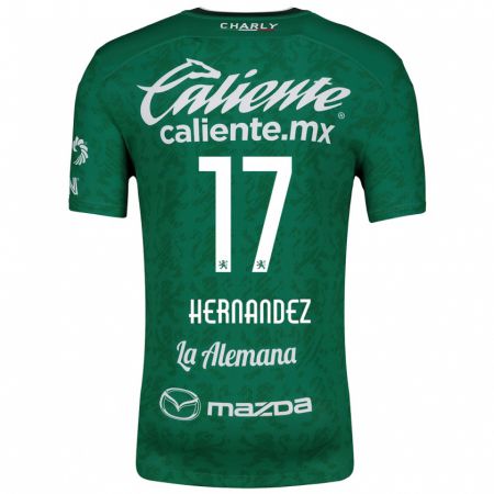 Kandiny Homme Maillot Daniel Hernández #17 Vert Blanc Tenues Domicile 2024/25 T-Shirt