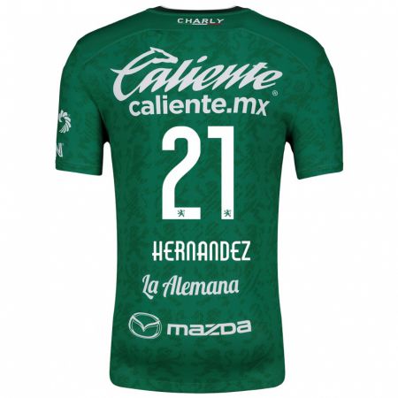 Kandiny Homme Maillot Alexa Hernández #21 Vert Blanc Tenues Domicile 2024/25 T-Shirt