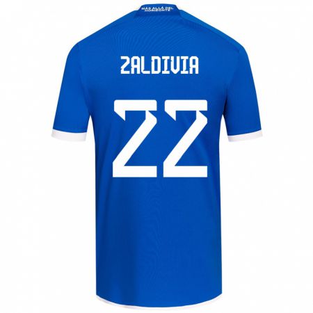 Kandiny Homme Maillot Matías Zaldivia #22 Bleu Blanc Tenues Domicile 2024/25 T-Shirt