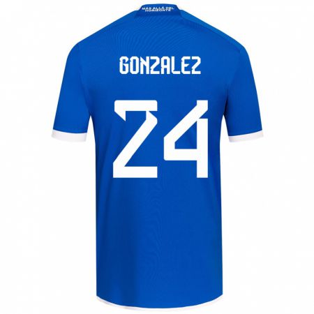 Kandiny Homme Maillot Emma González #24 Bleu Blanc Tenues Domicile 2024/25 T-Shirt