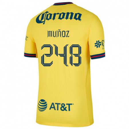 Kandiny Homme Maillot Diego Muñoz #248 Jaune Bleu Tenues Domicile 2024/25 T-Shirt