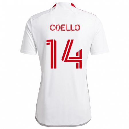 Kandiny Homme Maillot Alonso Coello #14 Blanc Rouge Tenues Extérieur 2024/25 T-Shirt