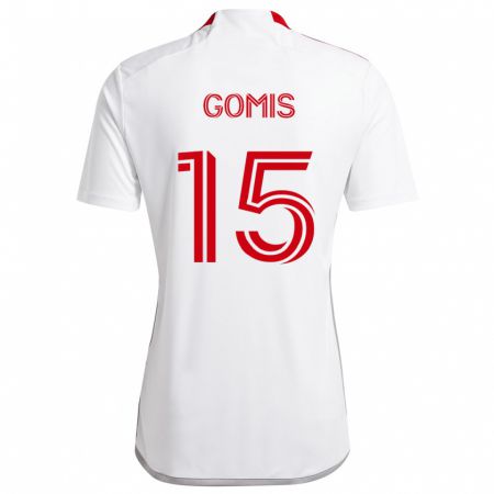 Kandiny Homme Maillot Nicksoen Gomis #15 Blanc Rouge Tenues Extérieur 2024/25 T-Shirt