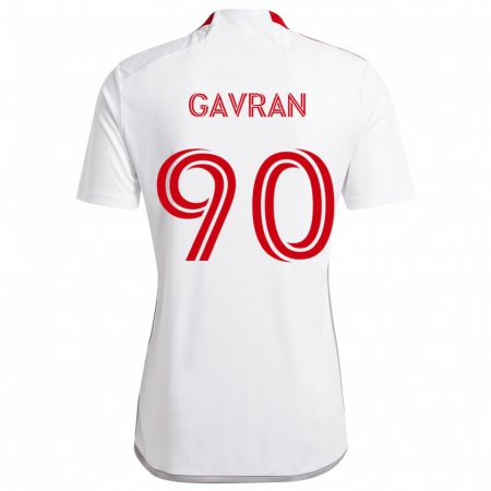 Kandiny Homme Maillot Luka Gavran #90 Blanc Rouge Tenues Extérieur 2024/25 T-Shirt