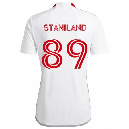 Kandiny Homme Maillot Charlie Staniland #89 Blanc Rouge Tenues Extérieur 2024/25 T-Shirt