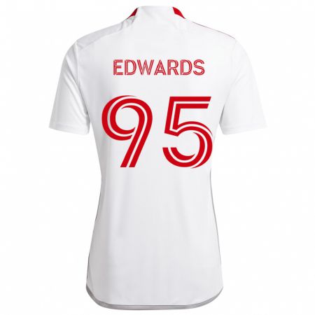 Kandiny Homme Maillot Nathaniel Edwards #95 Blanc Rouge Tenues Extérieur 2024/25 T-Shirt