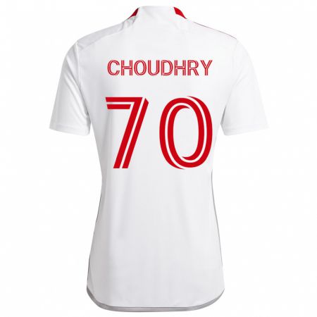 Kandiny Homme Maillot Benjamin Choudhry #70 Blanc Rouge Tenues Extérieur 2024/25 T-Shirt