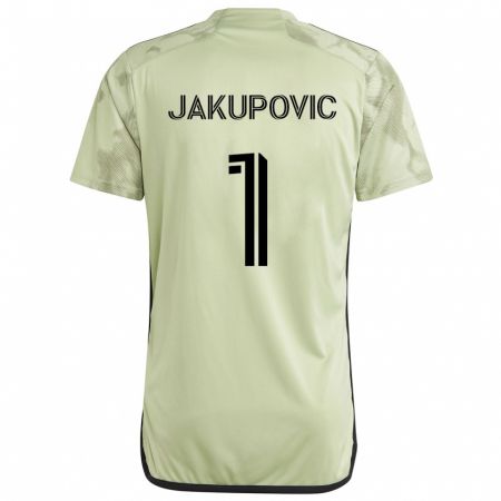 Kandiny Homme Maillot Eldin Jakupović #1 Vert Clair Tenues Extérieur 2024/25 T-Shirt