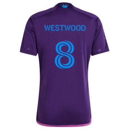 Kandiny Homme Maillot Ashley Westwood #8 Bleu Violet Tenues Extérieur 2024/25 T-Shirt