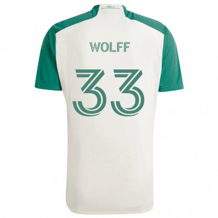 Kandiny Homme Maillot Owen Wolff #33 Couleurs Beiges Vert Tenues Extérieur 2024/25 T-Shirt