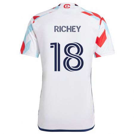 Kandiny Homme Maillot Spencer Richey #18 Blanc Rouge Bleu Tenues Extérieur 2024/25 T-Shirt