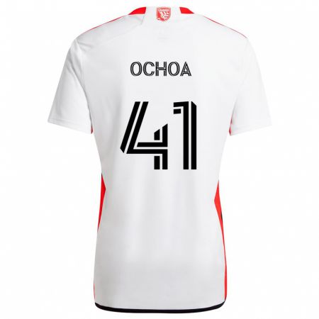 Kandiny Homme Maillot Emmanuel Ochoa #41 Blanc Rouge Tenues Extérieur 2024/25 T-Shirt