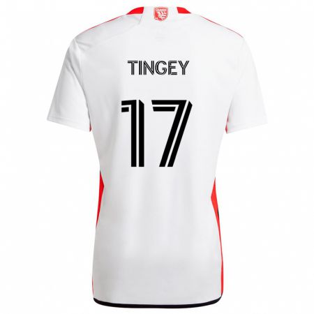 Kandiny Homme Maillot Keegan Tingey #17 Blanc Rouge Tenues Extérieur 2024/25 T-Shirt