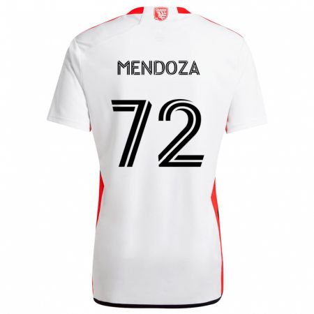 Kandiny Homme Maillot Edwyn Mendoza #72 Blanc Rouge Tenues Extérieur 2024/25 T-Shirt