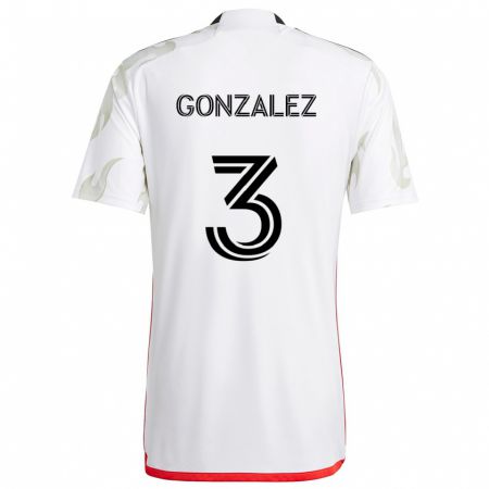 Kandiny Homme Maillot Omar González #3 Blanc Rouge Noir Tenues Extérieur 2024/25 T-Shirt