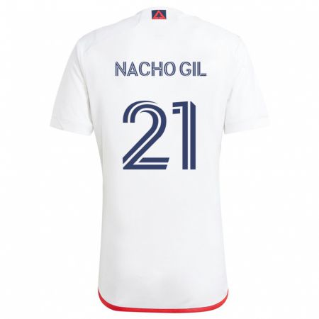 Kandiny Homme Maillot Nacho Gil #21 Blanc Rouge Tenues Extérieur 2024/25 T-Shirt