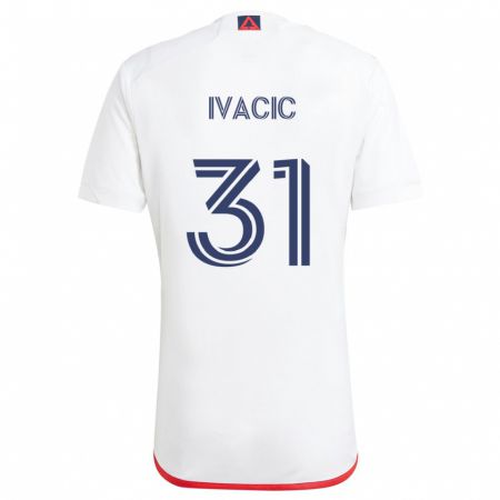 Kandiny Homme Maillot Aljaz Ivacic #31 Blanc Rouge Tenues Extérieur 2024/25 T-Shirt