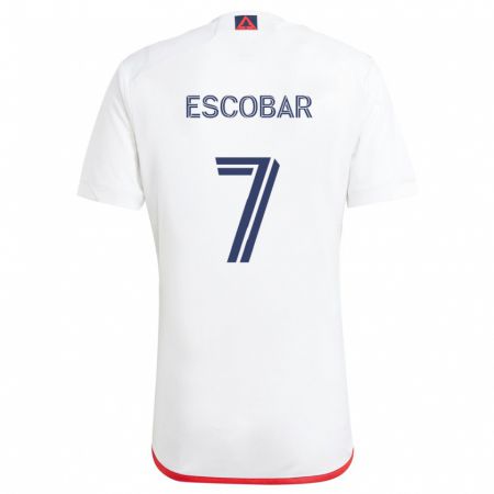 Kandiny Homme Maillot Olger Escobar #7 Blanc Rouge Tenues Extérieur 2024/25 T-Shirt