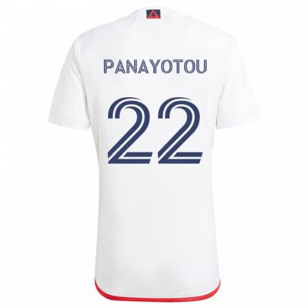 Kandiny Homme Maillot Jack Panayotou #22 Blanc Rouge Tenues Extérieur 2024/25 T-Shirt