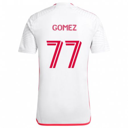 Kandiny Homme Maillot Sam Gomez #77 Blanc Rouge Tenues Extérieur 2024/25 T-Shirt