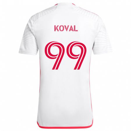 Kandiny Homme Maillot Stanislav Koval #99 Blanc Rouge Tenues Extérieur 2024/25 T-Shirt