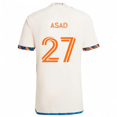 Kandiny Homme Maillot Yamil Asad #27 Blanc Orange Tenues Extérieur 2024/25 T-Shirt