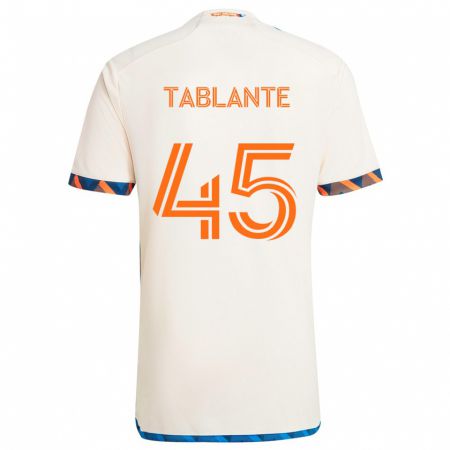 Kandiny Homme Maillot Moises Tablante #45 Blanc Orange Tenues Extérieur 2024/25 T-Shirt