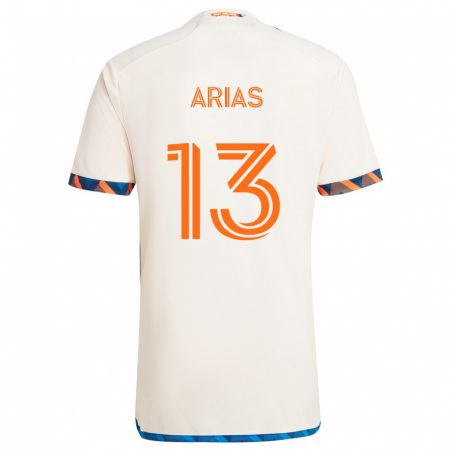 Kandiny Homme Maillot Santiago Arias #13 Blanc Orange Tenues Extérieur 2024/25 T-Shirt