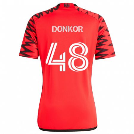 Kandiny Homme Maillot Ronald Donkor #48 Rouge Noir Blanc Tenues Extérieur 2024/25 T-Shirt