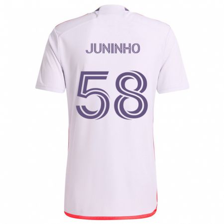 Kandiny Homme Maillot Juninho #58 Blanc Rouge Violet Tenues Extérieur 2024/25 T-Shirt