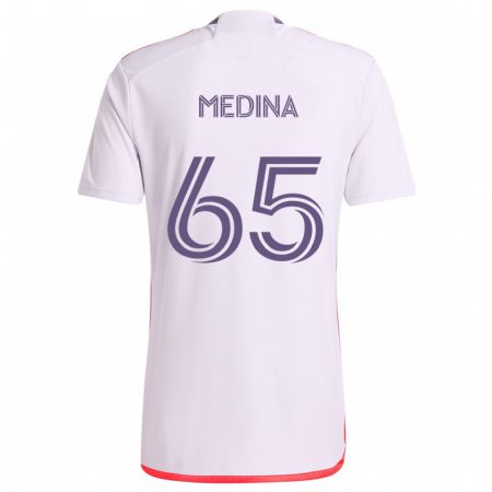 Kandiny Homme Maillot Cristian Medina #65 Blanc Rouge Violet Tenues Extérieur 2024/25 T-Shirt