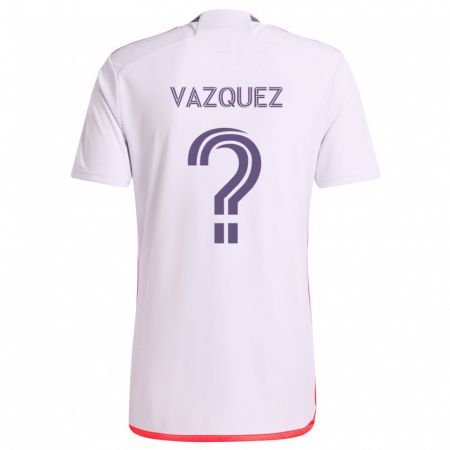 Kandiny Homme Maillot Daniel Vazquez #0 Blanc Rouge Violet Tenues Extérieur 2024/25 T-Shirt