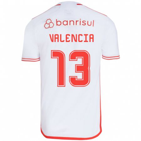 Kandiny Homme Maillot Enner Valencia #13 Blanc Rouge Tenues Extérieur 2024/25 T-Shirt