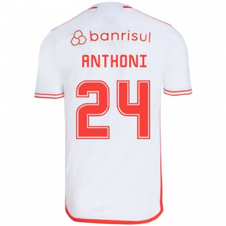 Kandiny Homme Maillot Anthoni #24 Blanc Rouge Tenues Extérieur 2024/25 T-Shirt