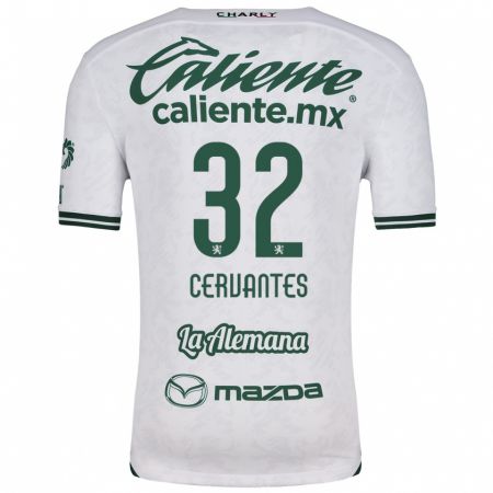 Kandiny Homme Maillot Luis Cervantes #32 Blanc Vert Tenues Extérieur 2024/25 T-Shirt