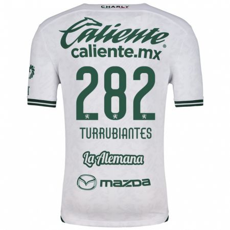 Kandiny Homme Maillot Abdon Turrubiantes #282 Blanc Vert Tenues Extérieur 2024/25 T-Shirt