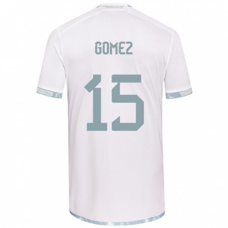 Kandiny Homme Maillot Juan Pablo Gómez #15 Blanc Gris Tenues Extérieur 2024/25 T-Shirt