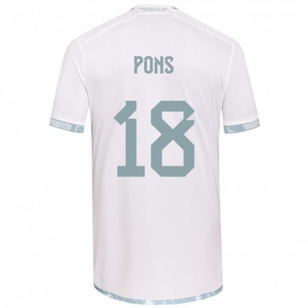 Kandiny Homme Maillot Luciano Pons #18 Blanc Gris Tenues Extérieur 2024/25 T-Shirt