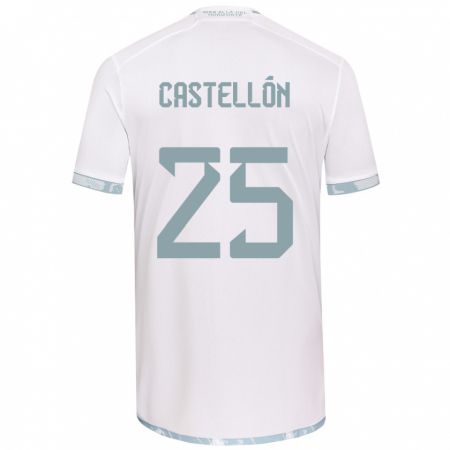 Kandiny Homme Maillot Gabriel Castellón #25 Blanc Gris Tenues Extérieur 2024/25 T-Shirt