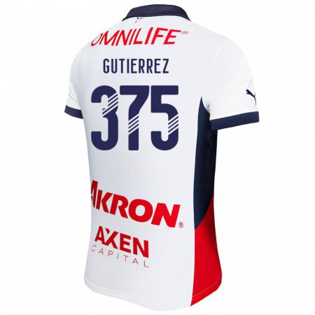 Kandiny Homme Maillot Gerson Gutiérrez #375 Blanc Rouge Bleu Tenues Extérieur 2024/25 T-Shirt