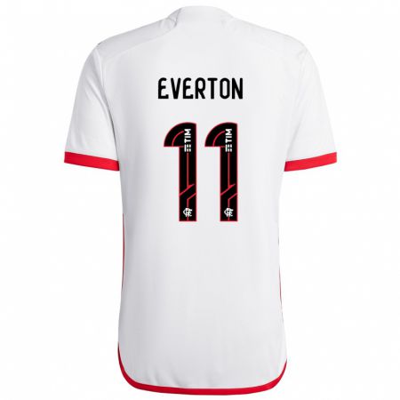 Kandiny Homme Maillot Everton #11 Blanc Rouge Tenues Extérieur 2024/25 T-Shirt