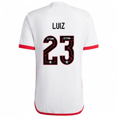 Kandiny Homme Maillot David Luiz #23 Blanc Rouge Tenues Extérieur 2024/25 T-Shirt