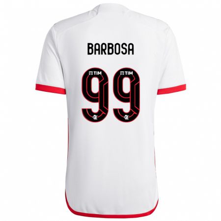 Kandiny Homme Maillot Gabriel Barbosa #99 Blanc Rouge Tenues Extérieur 2024/25 T-Shirt