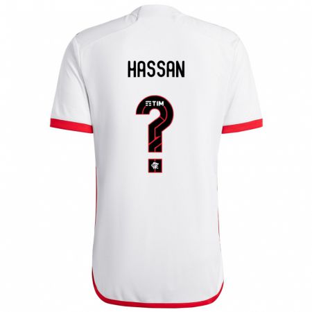 Kandiny Homme Maillot Haruna Hassan #0 Blanc Rouge Tenues Extérieur 2024/25 T-Shirt